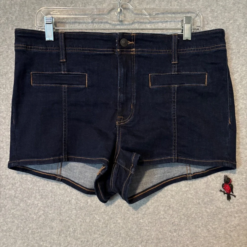 American Eagle Womens 12 Micro Shorts Denim Stretch High Rise Dark Wash Blue NWT